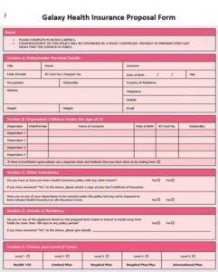 Galaxy Health Insurance Proposal Form