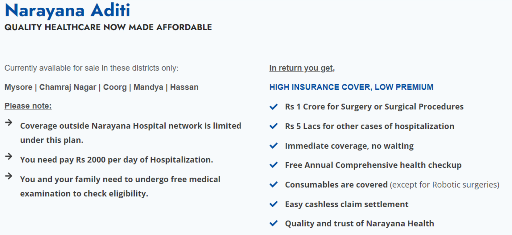 Aditi Health Insurance Scheme benefits